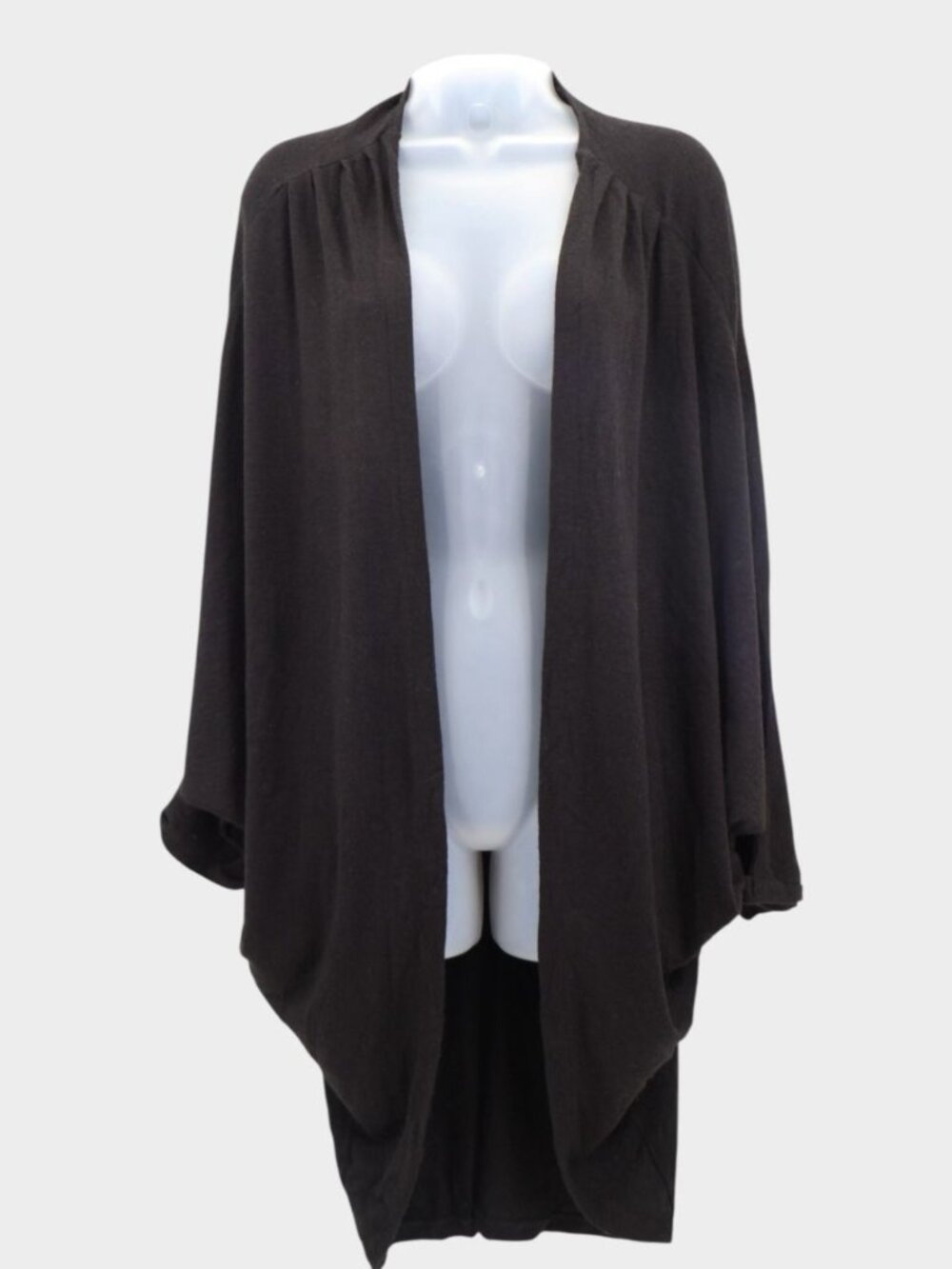 Roffe Women's One Size Black Open Front Draped Cardigan Kimono Jacket Oversized